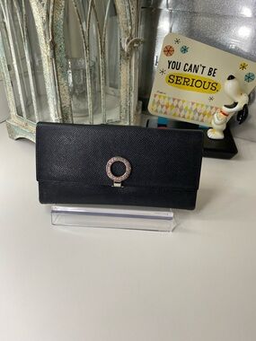 Bvlgari Lux Black Leather Wallet Clutch